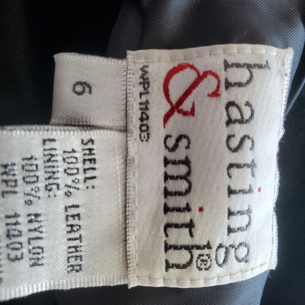 Vintage Hasting & Smith Black Suede Leather Pencil Skirt Size 6 - Picture 8 of 11